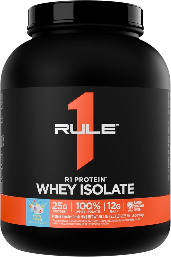 Článok 1 R1 Proteín Srvátka Izolát - s 25g proteínom & 6g BCAA Exkluzívne z izolovaných a hydrolyzovaných zdrojov pre zotavenie tréningu (5 libry*, ovocné obilniny)