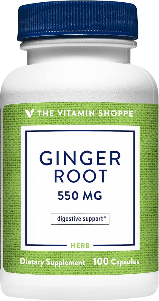 Vitamín Shoppe zázvor koreň 550MG, celý Herb doplnok, ktorý podporuje trávenie a upokojujúce (100 kapsúl)