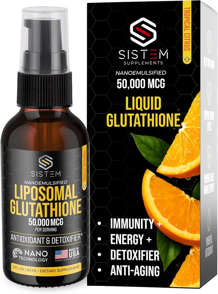 Sistem Lipozomálne Glutatión Supplement, Antioxidanty, Detox Cleans, Immune Suplement, Vitamín C, Lipozomálny sprej, Glutatiónové sérum, Tropical Citrus Flavor