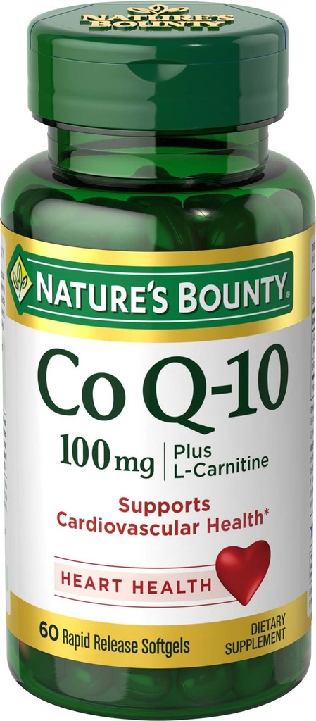 Nature's Bounty CoQ10, podporuje zdravie srdca, 100mg Plus L-karnitín, 60 Softgels