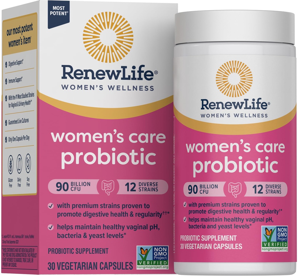 Obnoviť život Ženské probiotické kapsule, podporuje pH rovnováhu pre ženy, vaginálne, močové, tráviace a imunitné zdravie, L. Rhamnosus GG, Dairy, Soy and Gluten-free, 90 miliárd CFU - 30 Ct