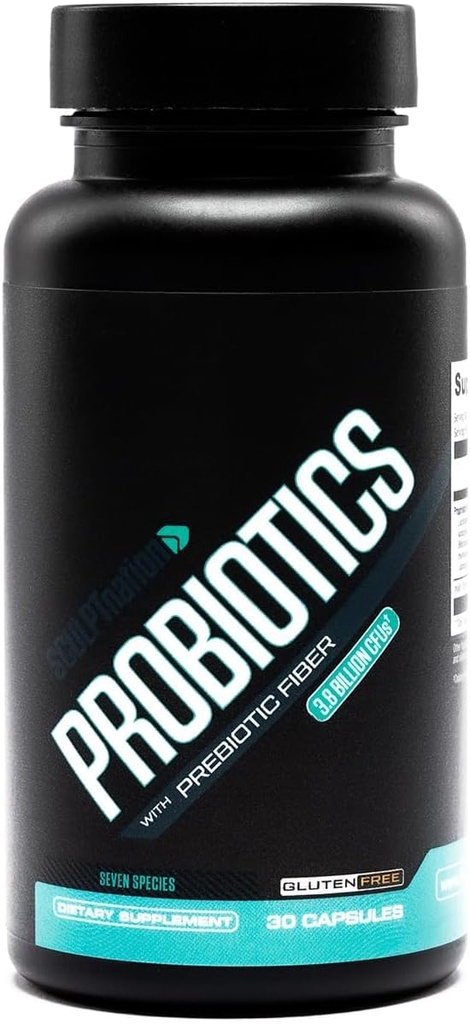 Sculpt Nation by V Shred Premium Probiotiká - Podpora zdravia a trávenia - Pomáha s príležitostnou zápchou, plynom a šplhaním - 30-dňová dodávka
