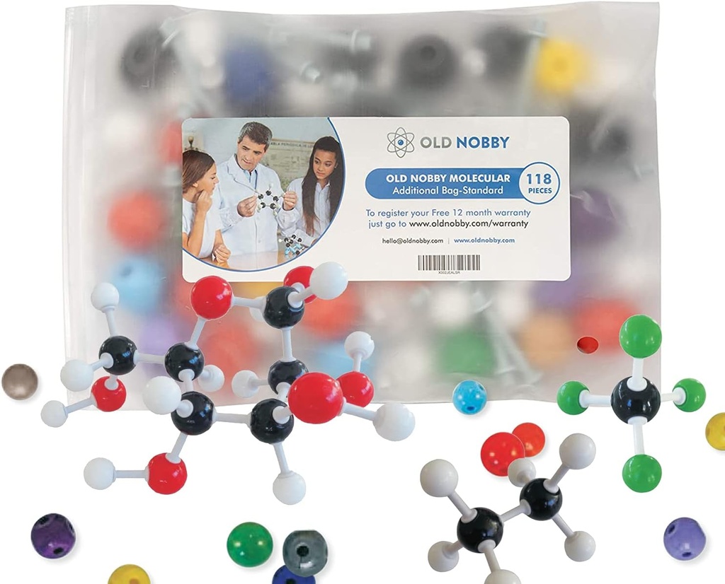 Stará Nobby 118-Piece Doplnková chémia Molecular Model Kit - Postaviť 3D štruktúry pre štúdium, vyučovanie a použitie v laboratóriu - Trvanlivé Atómy a väzby, Jednoduchá montáž s prenosným úložným puzdrom