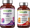biofilx Vitamín K2 MK-7-100 mcg 60 - Voľný vitamín C-1000 30 Tablety - podporuje silné kosti Imunitné zdravie