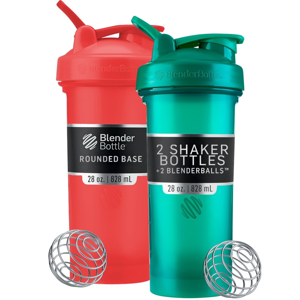 BlenderBottle Classic V2 fľaša Shaker Perfektné pre proteínové Shake a pre cvičenie, 28-Ounce (2 balenia), červená, zelená