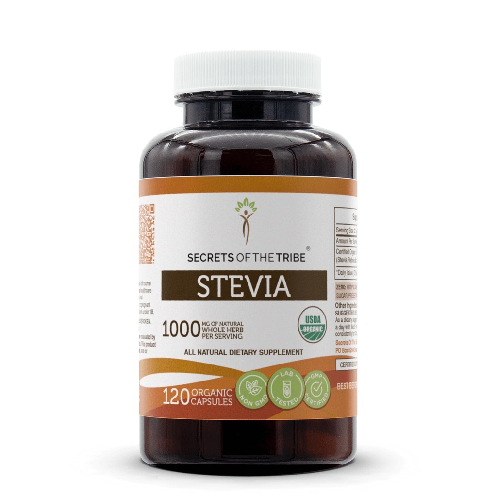 Stevia 120 Kapsule, 1000 mg, USDA Organic Stevia (Stevia Rebudiana) Sušené Leaf (120 Kapsule)