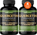 Gade Nutrition Quercetin s vitamínom C a zinkom - Nettle Quercetin - Quercetin 500 mg - Quercetin s hypromínom - zinok Quercetin + vitamín D3-240 Veggie Caps - non-GMO - 4 mesiace dodávky