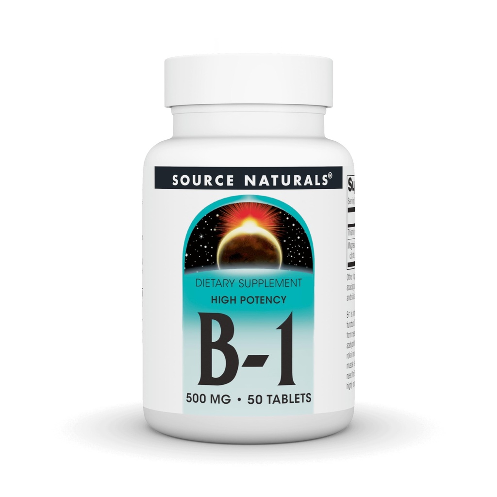 Zdroj Naturals Vitamín B-1 Tiamín 500mg - Vysoká potencia, 500mg - 50 tabliet