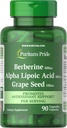 Puritan's Pride Berberine, Alpha Lipoic Acid & Grape Seed, podporuje antioxidačnú podporu, 90 Rastlinné kapsuly