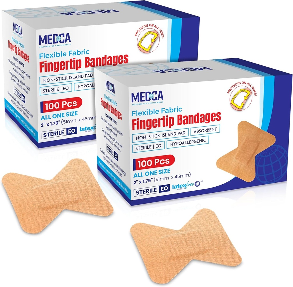 Flex Fabric Lepiace pásy - Finger-Tip pásy pre starostlivosť o prsty a chrániť rany pred infekciou - (200 Počet)