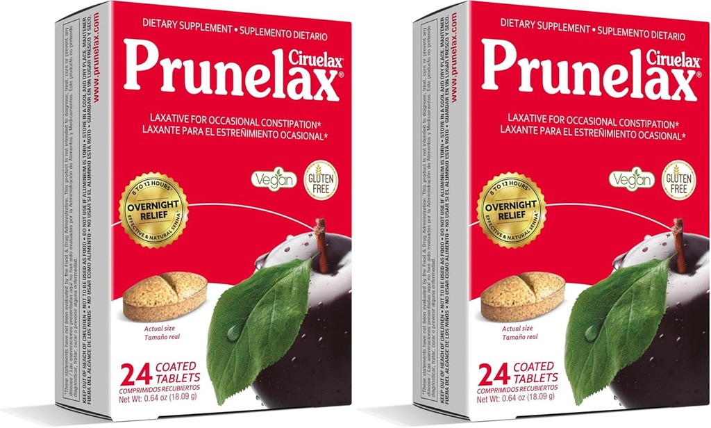Prun relax Cirulax Pravidelná sila Laxatívne tablety - prírodné-ingredient založené laxatívna pre príležitostné zápcha, predvídateľná Jednodňové Relief s extraktmi senna Leaf, 8-12 Hr Fast-Acting - 24ct