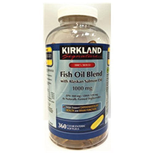 Kirkland Signature 100% Wild Fish Oil Blend with Wild Aljašský lososový olej 180 EPA 120 DHA 1000mg - 360 Enteric Softgels
