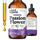 Wild & Organic Passion Flower Tinture - Mood Support - Ukľudňujúce Passionflower Supplement - Passiflora Incarnata Liquid Extract - Vegan, Cukor a bez alkoholu Herb Drops - 4 fl oz