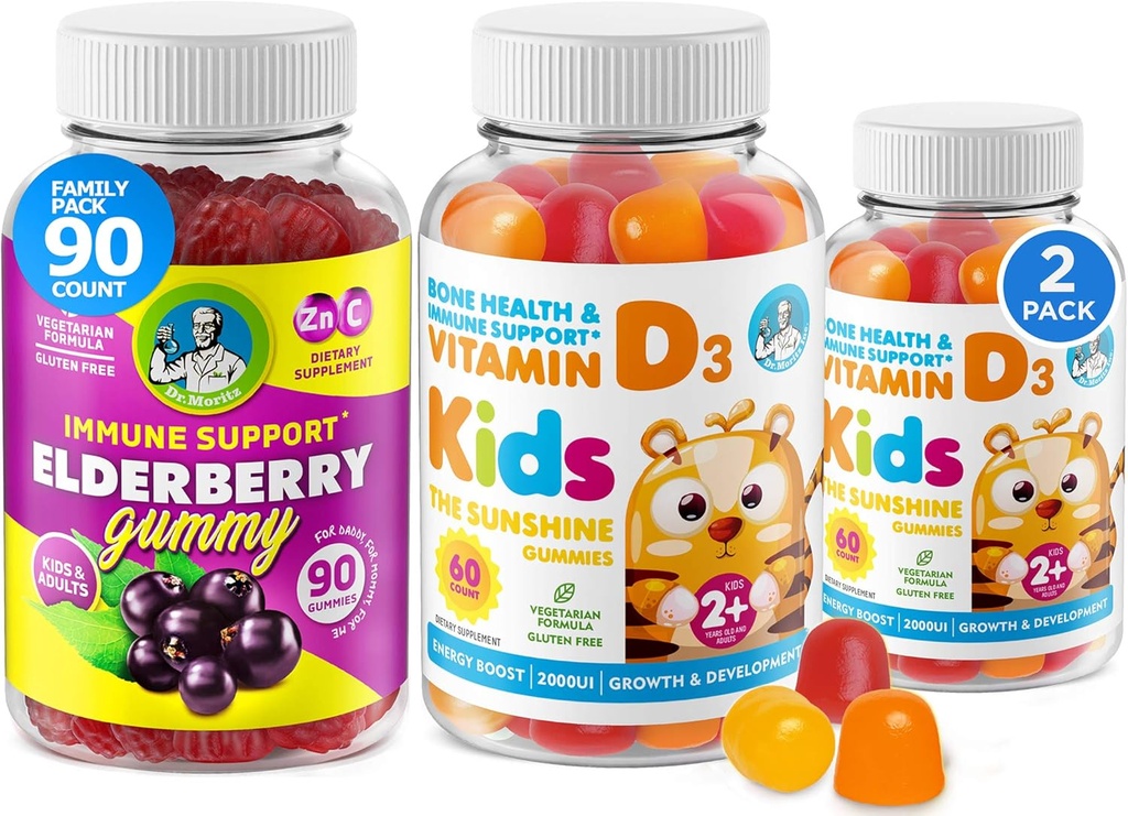 Vitamín D Gummy a bazové Gumičky - Imunita Mega Boost pre deti a dospelých - Vegetariánska želatína bez imunitnej podpory Vitamíny pre deti