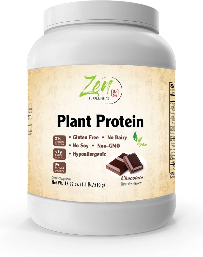 Zen Doplnky - rastlinný proteín-kokolát 510G 1.1LB -Powder - 23 Grams of Protein per Serving -Vegan, Low Net Carbs, Non Dairy, Gluten Free, Laktóza Free, No Sugar Pridané, Soy Free, Kosher, Non-GMO