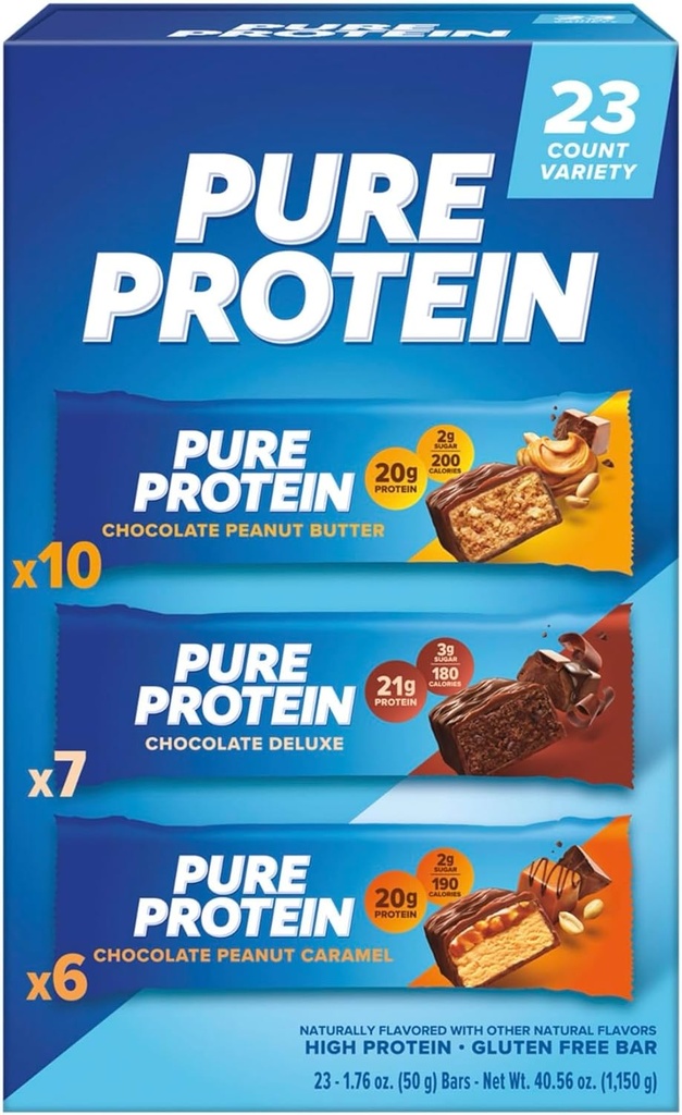 Čisté proteínové tyčinky, balenie odrôd, 1,76 oz, 23-ct