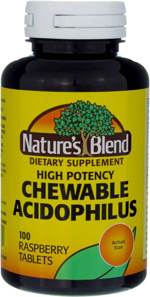 Prírodná zmes Acidophilus Chewable Malinová chuť - 100 tabliet, balenie po 3