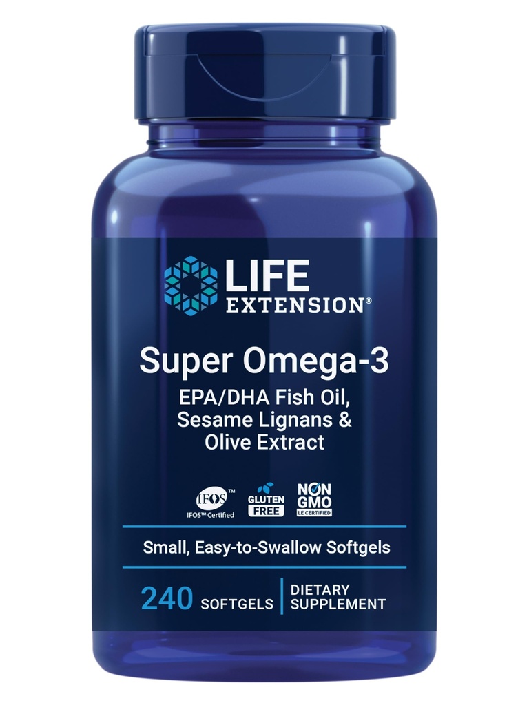 Life Extension Super Omega-3 EPA/DHA Fish Oil, Sezam Lignans & Olive Extract 