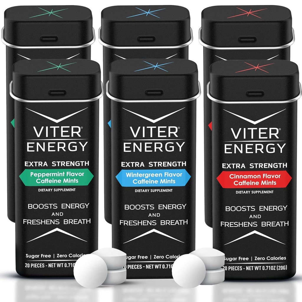 Viter energie Extra sila Kofeínové mincovne 80 mg kofeínu, B vitamíny, bez cukru. (Variety, 20ks, 6 balenia)
