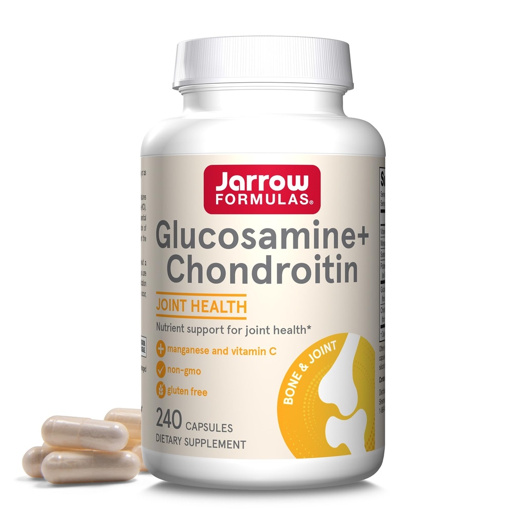 Jarrow Formuly Glukozamín + Chondroitín - 240 Kapsule - Nutrient podpora spoločného zdravia - s vitamínom C a mangánom - 60 Servisov