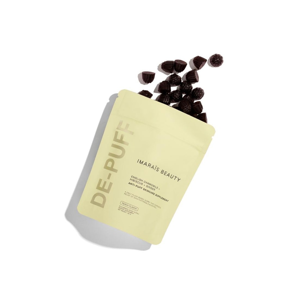 IMARAÏS Beauty by Sommer Ray Depuff Anti-Bloat Gummy - English harmanček, Hibiscus, Ginger - podporuje zdravie pokožky, zdravie Gut, Skin Bloat & Puffiness - bez cukru, PETA-Certifikovaný
