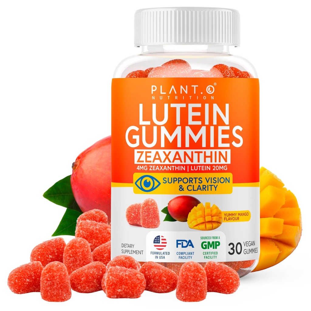 Lutein & Zeaxantin Gummies - Delicious Vegan Eye Health Vitamíny Klinicky študované 20 mg luteínu a Zeaxantínu pre videnie Jasnosť Suchá očná úľava a podpora modrého svetla