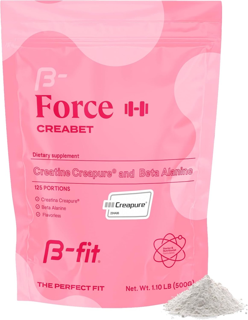 Creabet Creabine Monohydrate pre ženy - Creatin Monohydrate Powder s Beta-Alanine 500g - Pre Cvičenie doplnok - 125 Slúži +4 Mesiace Zásobovanie - Neochutené