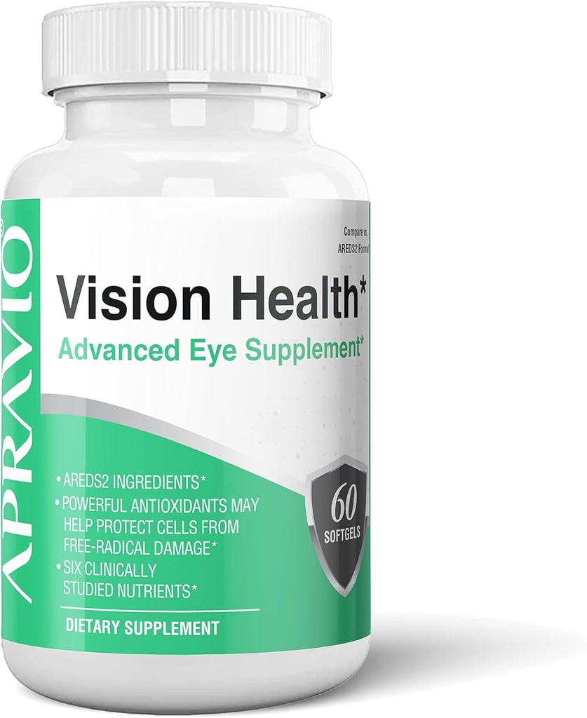 Vision Health Advanced Eye Supplement, AREDS2 Očné vitamíny w/vitamín C, vitamín E, zinok, meď, luteín, zeaxantín a antioxidanty pre zdravie očí a ochranu očí, 60 ct