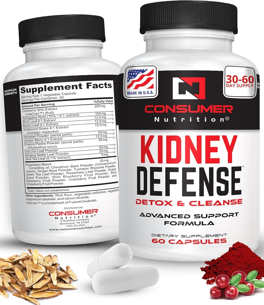 Obličky Detox & Cleanse Kapsule- s brusnicovým extraktom, Astragalus Root, & Viac od Urinary Tract, Obličky Defense Supplement - 60 Kapsule