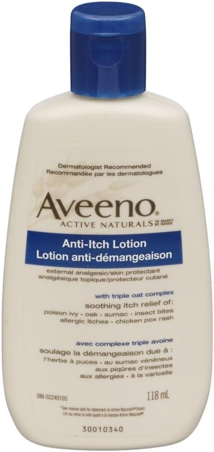 Aveeno Anti-Itch Concentrated Lotion s kalamínom a ovsa, Skin Protectant for Fast-Acting Itch Relief from Poison Ivy, Insect Bites, Chick Pox, and Alergic Sitches, 4 fl. oz