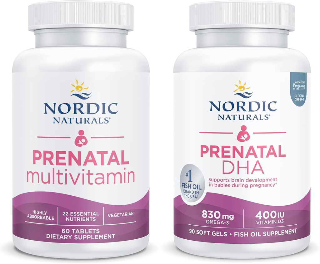 Nordic Naturals Nová mama Bundle - prenatálne multivitamínové tablety, prenatálna DHA
