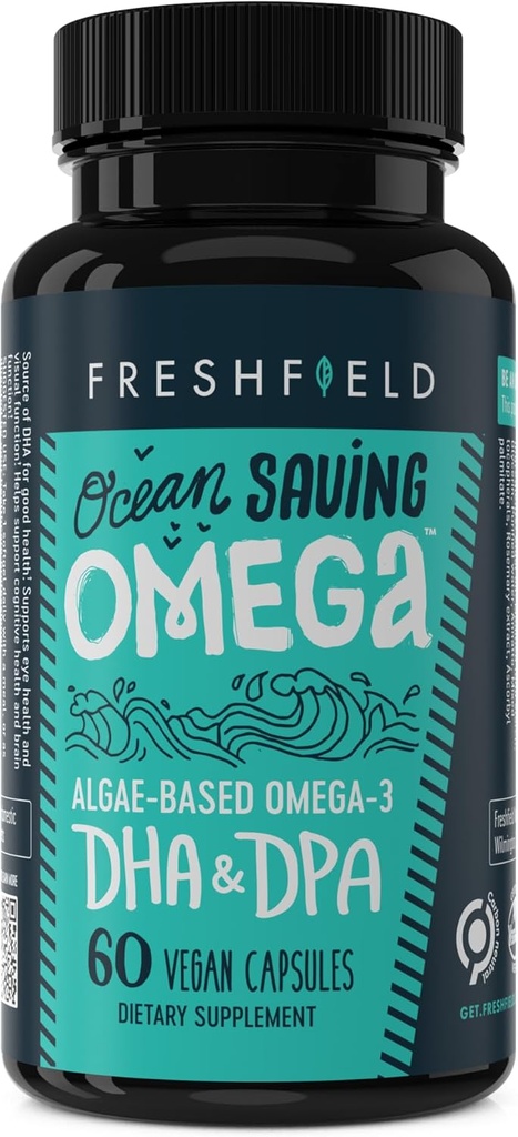 Ocean Saving Omega, Algae Omega 3, DHA Supplement, 2-Month Supply, Trvalo dostupné, Najvyššie hladiny DHA na kapsulu (440 mg), w/DPA