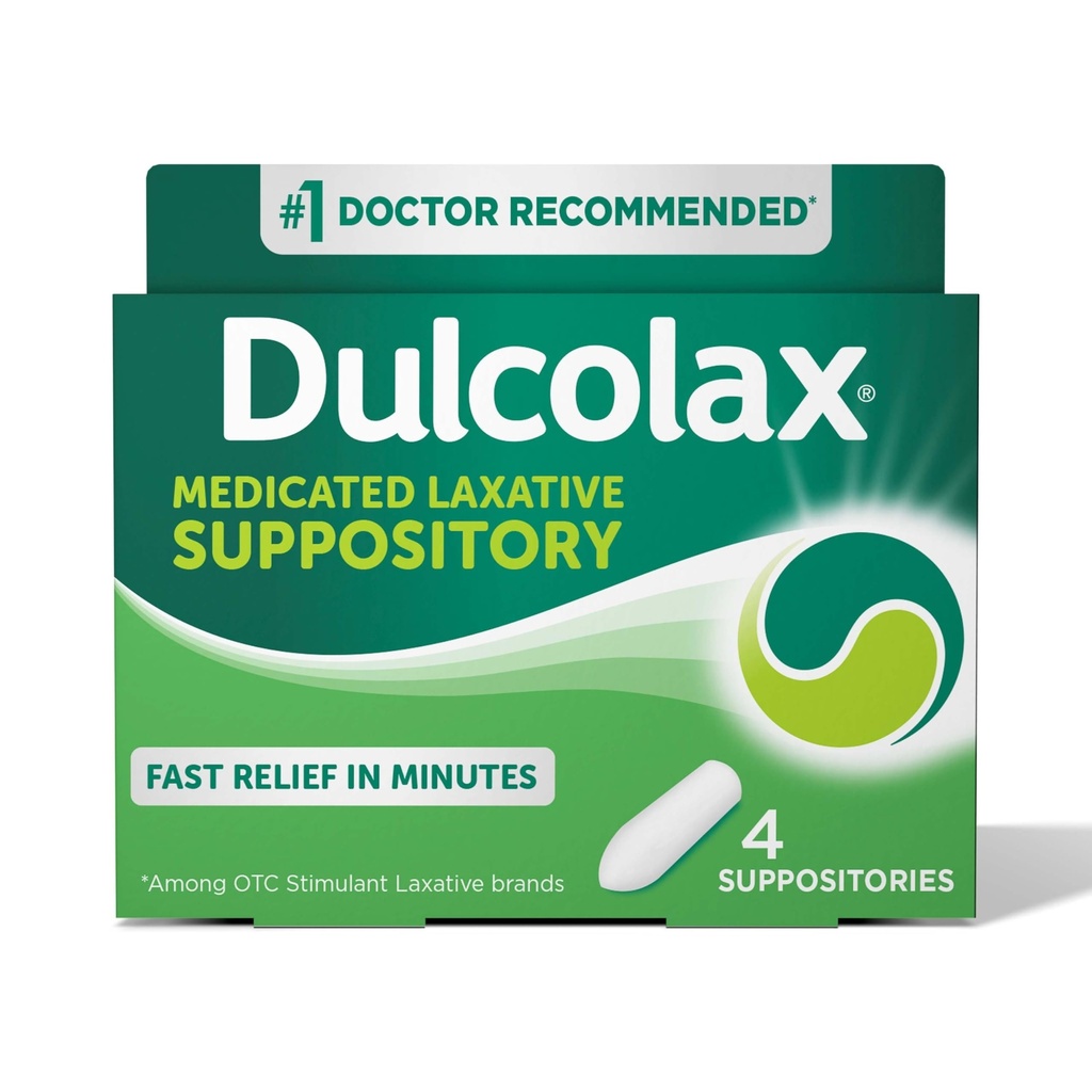Dulcolax Stimulant Laxatívne medikované domnienky, predvídateľná a účinná úľava od zápcha, Bisakodyl 10 mg, 4 hodnoty