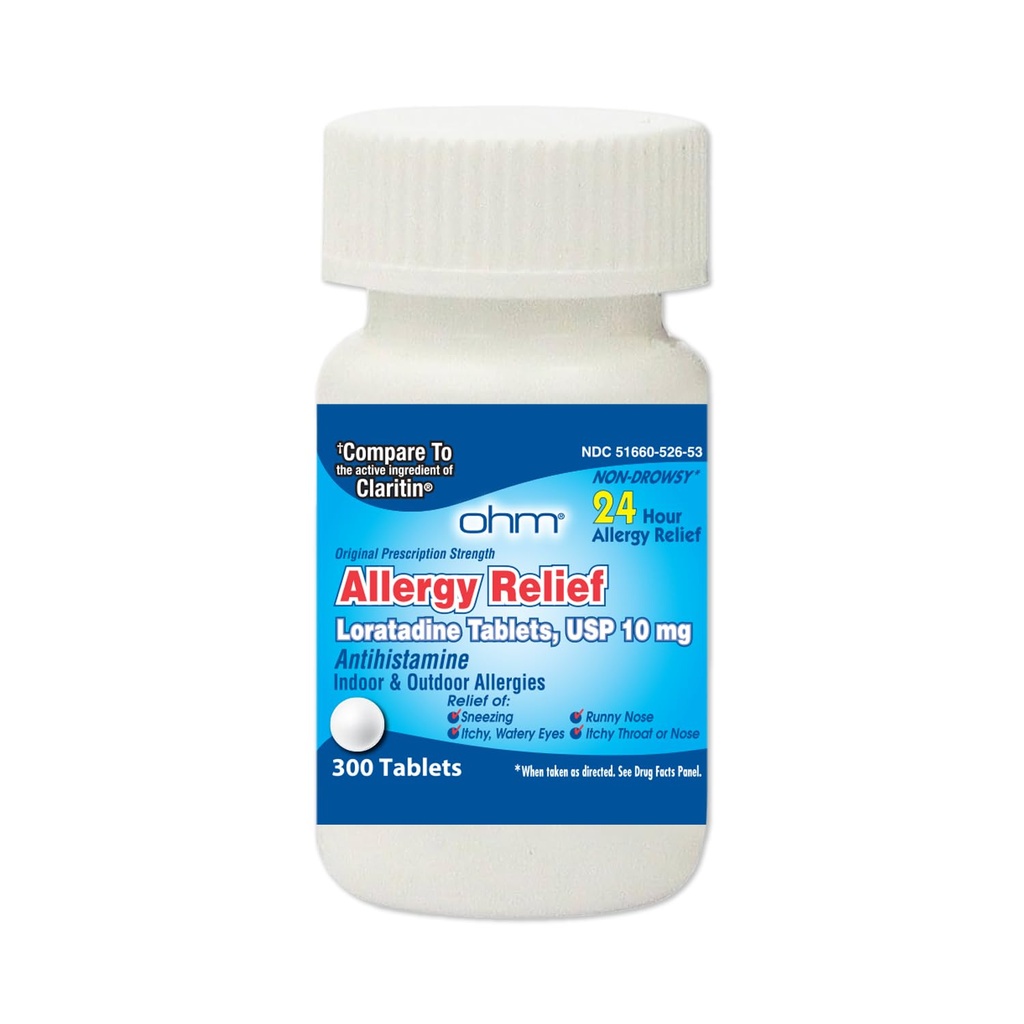 Ohm 24 Hodina Loratadine Allergy Relief Tablets, 10mg - 300 gróf 