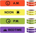 Medicine Stickers Mediciation Inštrukcie Label permanentný papier AM NOON PM Čas do postele pre Pill case Planner 0.4 * 1.6inch (500 na Roll 4 Balenie)