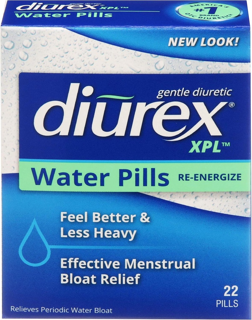 Diurex XPL Re-energizujúce vodné pilulky - Reliéve Bloating & Únava - 22 Počet