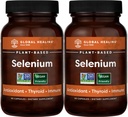 Global Healing Center Selenium 200mcg 2-Pack, Pure Selenium Supplement with Organic Ingredients, Antioxidanty pre štítnu žľazu a imunitné zdravie pre mužov a ženy - Viac ako Selénium 100 mcg (60 kapsúl)