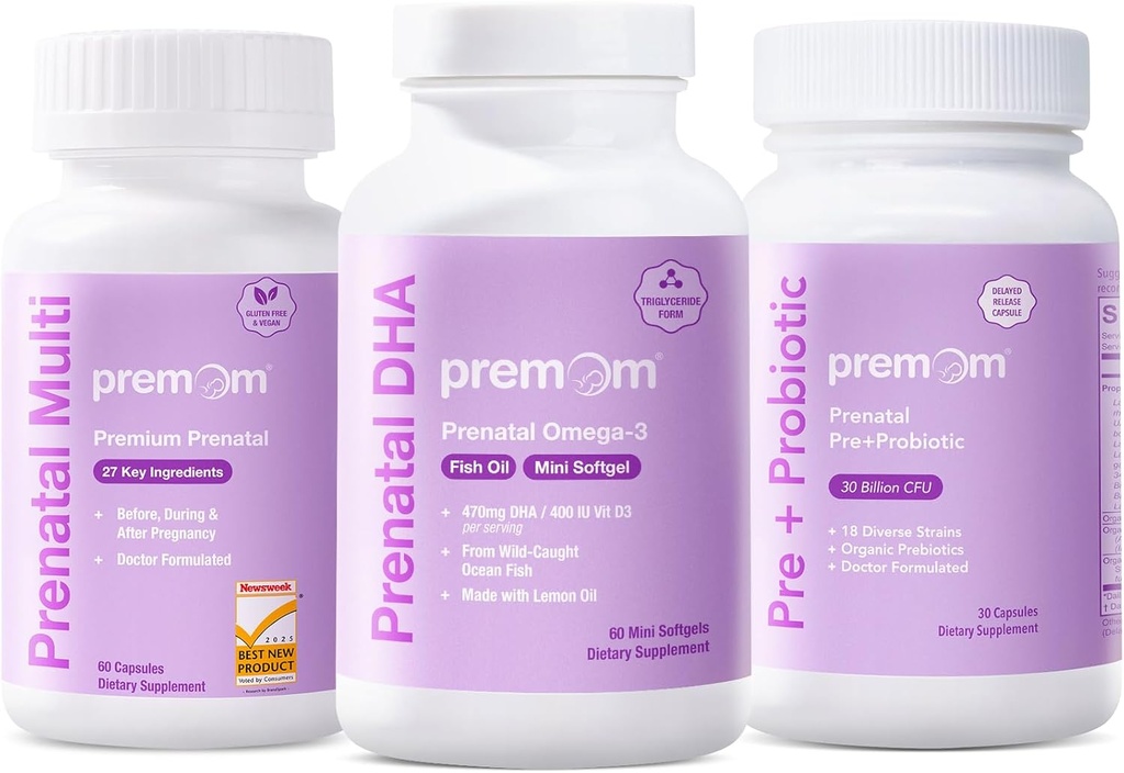 Premom Prenatálne probiotiká + prenatálny DHA rybí olej + prenatálna formula vitamín
