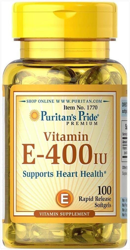 Puritánska pýcha vitamín E 400 IU Softgels, 100 grófov