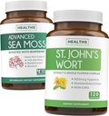 Sea Moss & St. John's Worth (2-Month Supply) Mooss Blend - Organic Irish Sea Moss - Raw Vegan Supplement (120 Caps) & St John's World with Powerful 900mcg Hypericin Vegan Non-GMO (120 Kapsule)