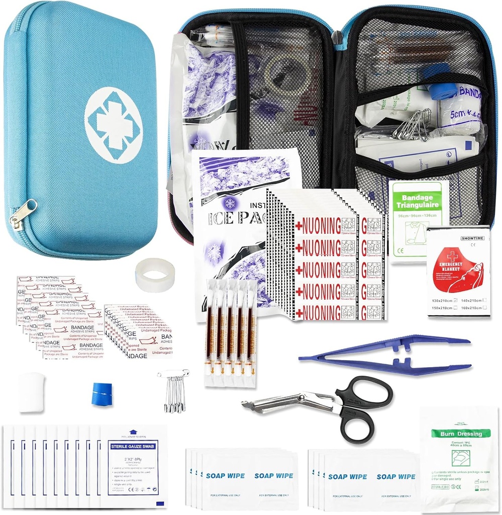Auto-Home Survival First-Aid Kit Emergency-Kit - Blue 273Piece vybavenie Cestovné dodávky Prvá pomoc Set Domov Essentials Camping Pešia turistika YIDERBO