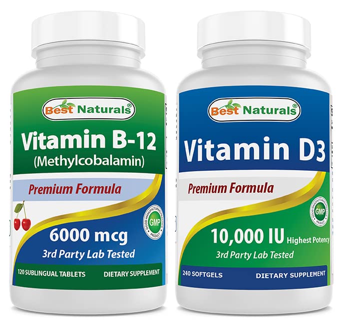 Najlepšie prírodné vitamín B12 6000 μg a vitamín D3 10000 IU