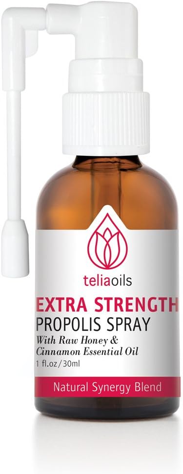 Teliaoils Propolis Spray Body Obrana Podpora, Upokojujúce kašeľ a bolestivé hrdlo, Pomoc Mouth podráždenie, chlad, 100% prírodné, s medom a škoricou esenciálny olej.