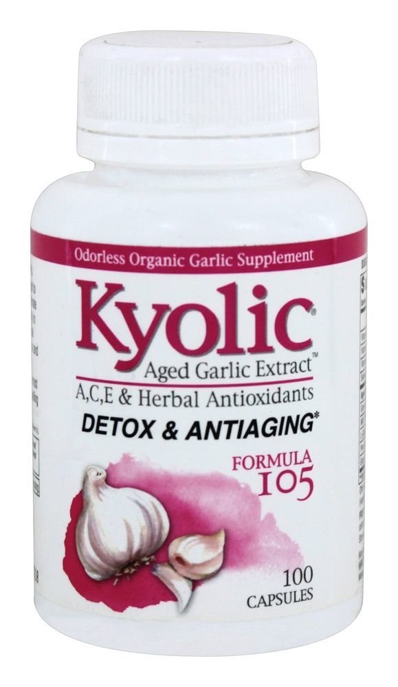 Kjolic Aged Cesnakový extrakt Formula 105, Detox a Anti-Aging, 100 kapsúl (Backaging May Vary)