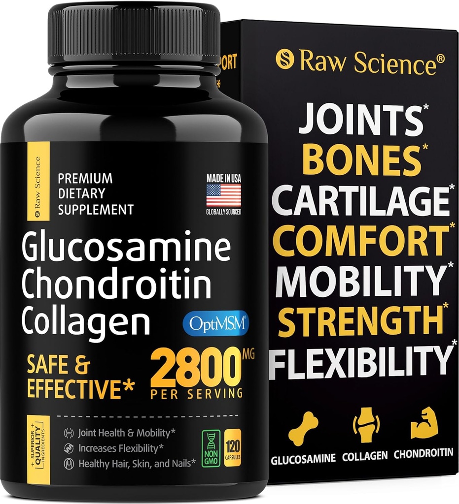 Glukozamín Chondroitín MSM Kapsule - Joint Suplement for Adults, 2800 mg Triple Sila Vitamíny: Glukozamín HCL, Chondroitín Sulfate s OptiMSM - Redukuje Joint Discomfort, 120 Kapsule