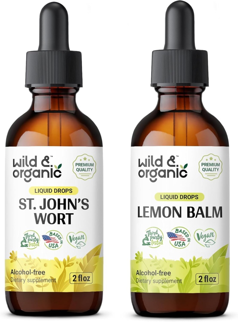 Divoký a organický ľubovník bodkovaný Tinktúra 2 fl oz a citrónový balm Tinktúra 2 fl oz