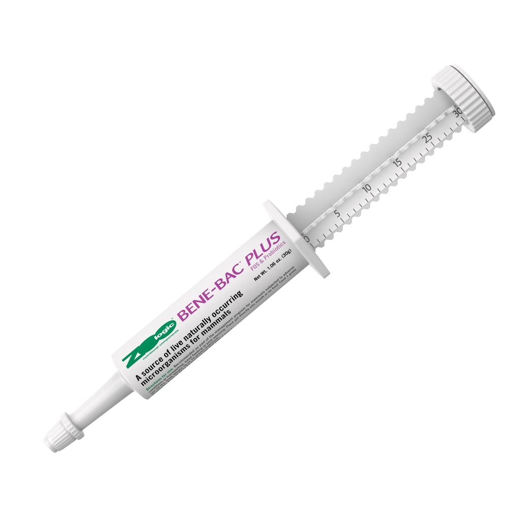 Pet-Ag Zoologic Bene-Bac Plus Mammal Gel - 30 gm injekčná striekačka - FOS & Probiotiká pre psy, mačky, exotické a voľne žijúce cicavce