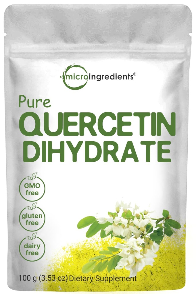 Pure Quercetin Dihydrát prášok, Quercetin 500 mg na serving, 100 Grams, Najdostupnejšie stupeň a náplň bez, Výkonný Antioxidant podporuje energiu, Imunitný systém, Žiadne GMO a Vegan