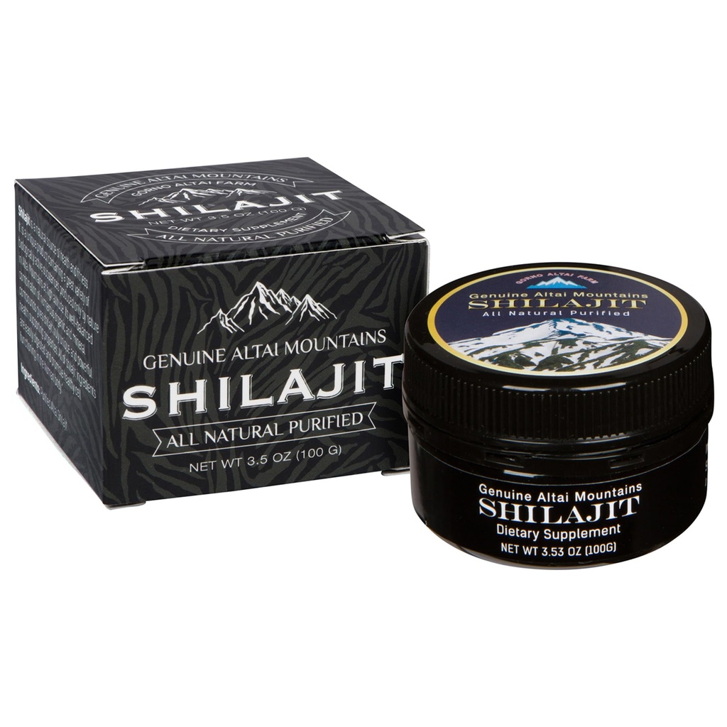 Sayan Pure Shilajit Resin 3.5oz/100g, 660 Služby - Silné organické Fulvic Acid Supplement - Podporuje imunitný systém, pamäť, zameranie, a poskytuje prírodné energie, Detox - Vegan, non-GMO