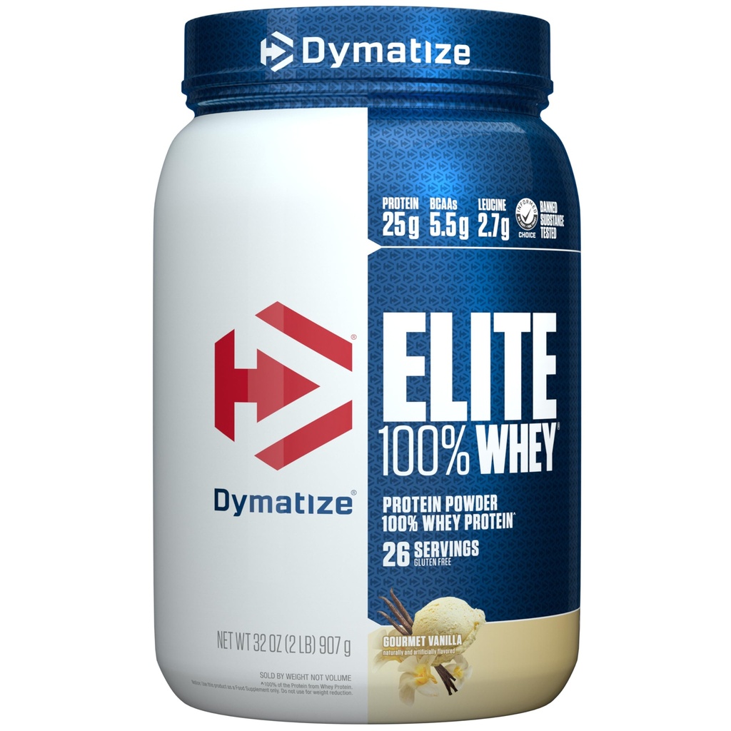 Dymatize Elite 100% Srvátka Protein Powder, L-Leucine, Quick Absorbing & Fast Digesting for Optimal Muscle Recovery, Gourmet Vanilla, 32 Oz